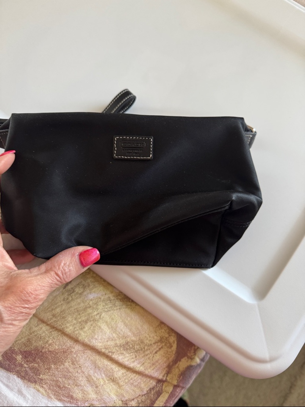 Coach Black Nylon Wristlet with Leather Trim